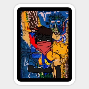 Conqueror - Dark Male Character with Basic Mask and Street Art Background Sticker